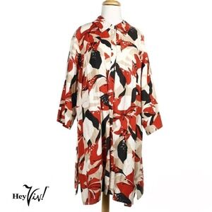 Vintage Linen Tunic Style Shirt Side Vents C&A Canda Collection Sz XL - Hey Viv